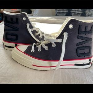Converse womens Chuck 70 High “Love Fearlessly” Thunder Gray/Red: NEVER WORN